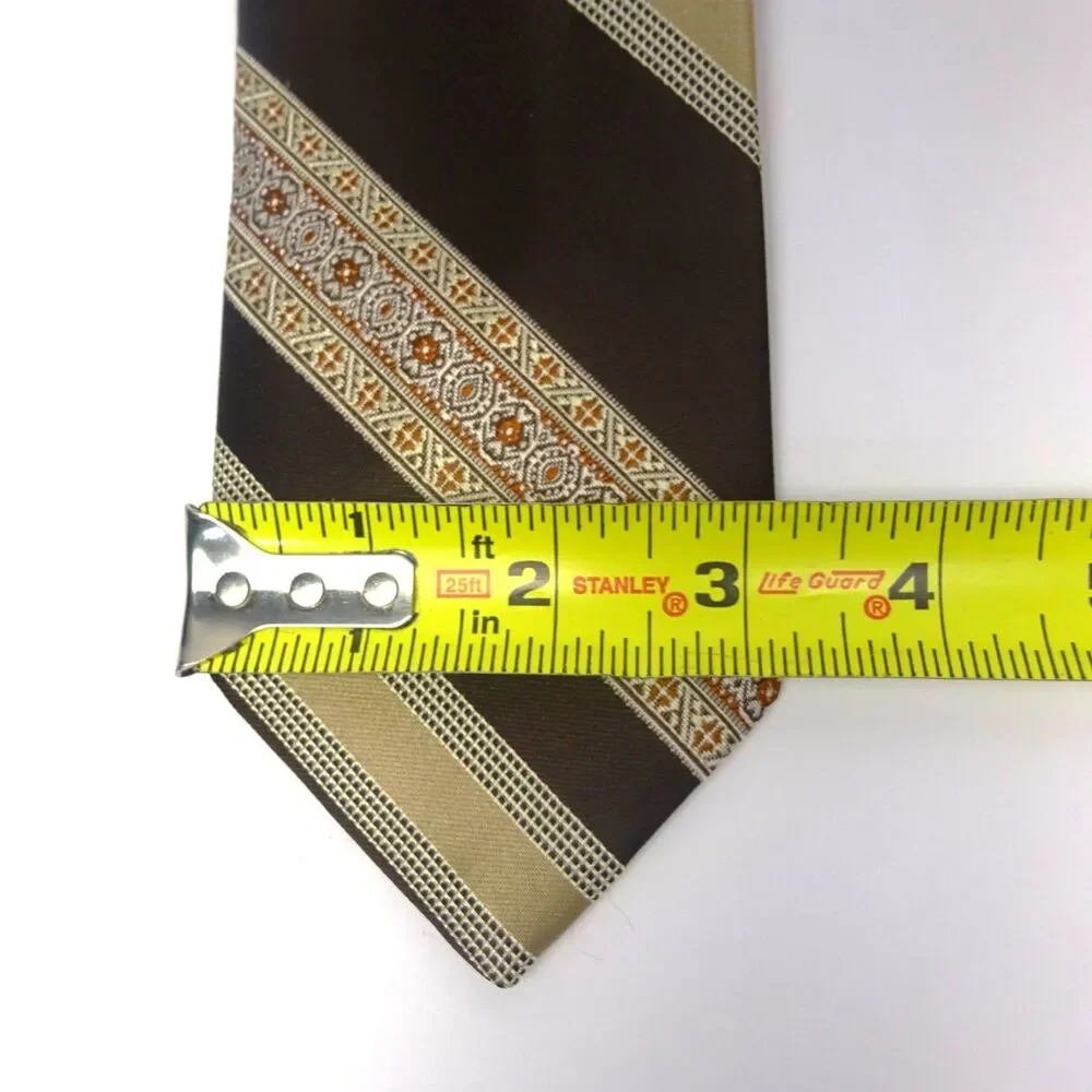 Paco Rabanne Vintage Brown Gold 70s Geometric Tie